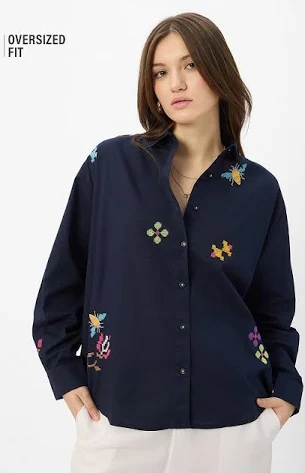 Embroidered Shirt: Magnolia Women Boyfriend Shirts